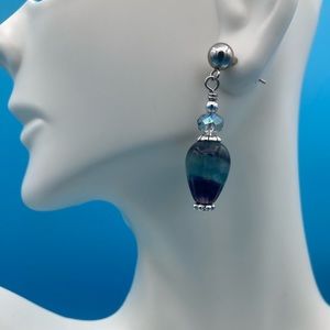 Fluorite Earrings with Faceted Crystal Accents